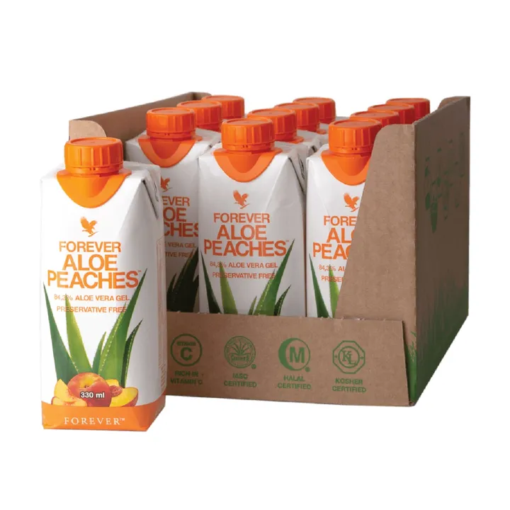 Imagine pentru produsul Forever Aloe Peaches 330 ml - Pack x 12 buc.